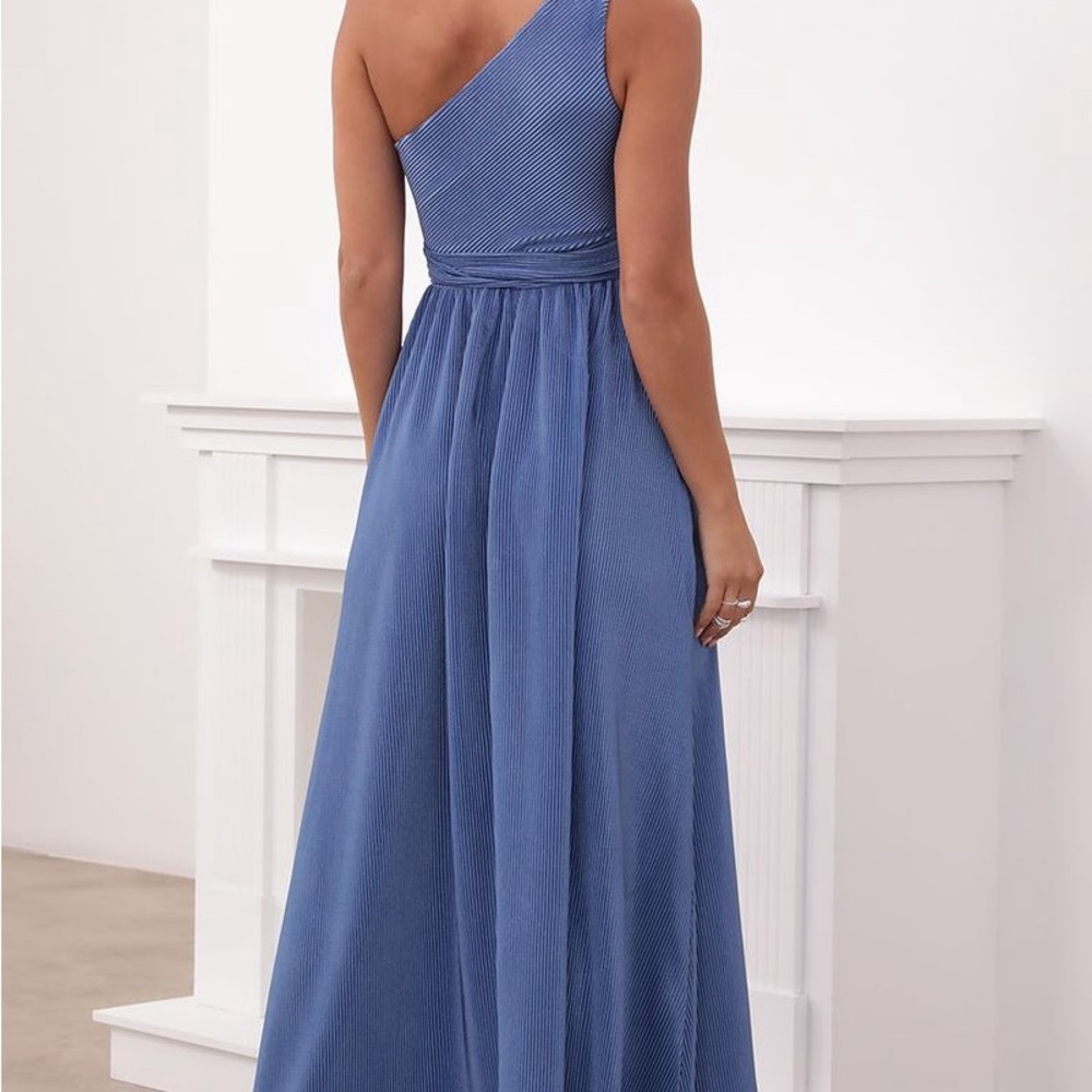 Lucy in the Sky Blue One Shoulder Dress - Picture 2 of 8